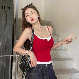 LUImo Summer Pure Desire Giả Hai Mảnh Màu Sắc Tương Phản Vỏ Camisole Vỏ Đa Năng Có Miếng Lót Ngực SBS