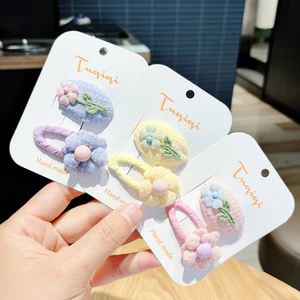 Phong Cách Mới Trẻ Em Thêu Hoa Kẹp Tóc Nhỏ Tươi Vải Hoa Nhỏ BB Kẹp Bên Kẹp Tóc Dễ Thương Nổ Kẹp