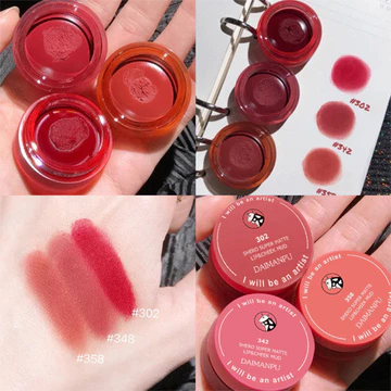 Son Bùn Lì Chất Mousse Nhung Mịn Dạng Hũ Mini Tặng Cọ Môi Son Kem Lì Mờ Mềm Môi Tiện Mang Theo Cho Học Sinh