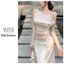 Milyfashion Thể Hiện Cơ Thể Pure Desire Nút Bướm Slanted Vai Streamer Áo Thun Mùa Hè Slim-fit Slimmer Nhìn Không Tay Top Phong Cách Mới XLQ2