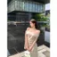 Milyfashion Thể Hiện Cơ Thể Pure Desire Nút Bướm Slanted Vai Streamer Áo Thun Mùa Hè Slim-fit Slimmer Nhìn Không Tay Top Phong Cách Mới XLQ2