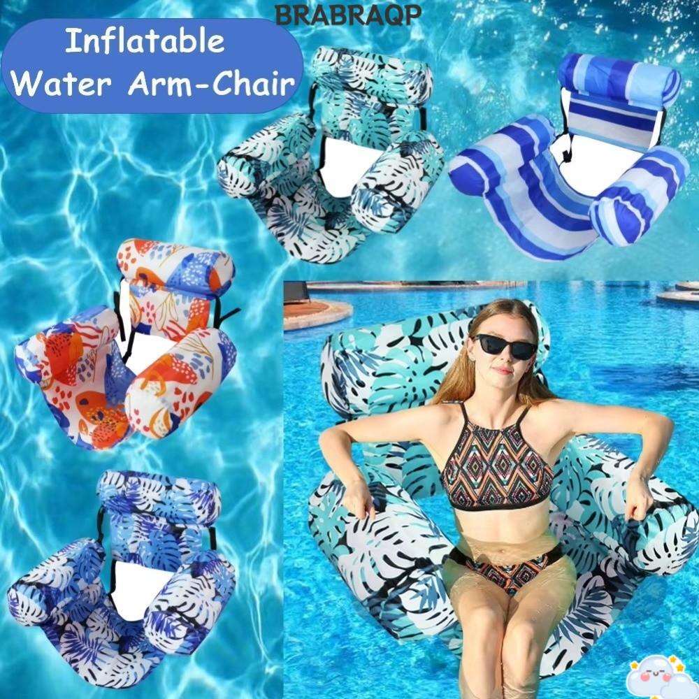 Phao bể bơi bơm hơi BRABRAA, Ghế ngồi nổi có thể gập lại, bền bỉ với cánh tay & tựa lưng Giường nổi Bãi biển mùa hè