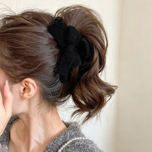 Cao Cấp Dệt Kim Nơ Cá Mập Kẹp Tóc Thanh Lịch Vuốt Pháp Xoắn Bun Giá Đỡ Mũ Thời Trang