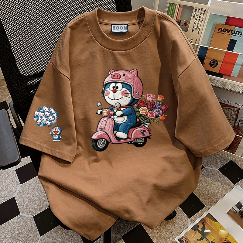 BOOM Áo thun nữ kiểu hàn quốc form rộng tay lỡ cổ tròn cotton Mát-Hè hot trend in cách dễ thương Áo phông form vừaV051