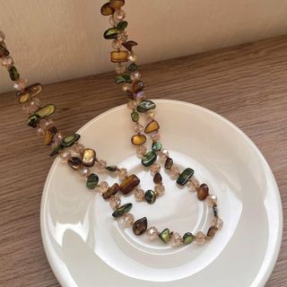 Vòng cổ dài CLEARLINE, Vòng cổ cổ cổ đính cườm vỏ đầy màu sắc, Vòng cổ hai lớp Bohemian có thể xếp chồng lên nhau thời trang dành cho nữ