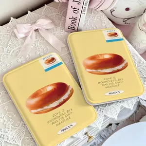 Gương gập bỏ túi trang điểm họa tiết bánh mì táo nền vàng phong cách cute độc lạ