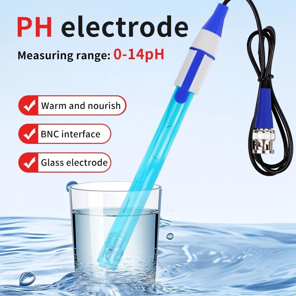 Đầu dò cảm biến pH chính xác cao DONOVANQQ, Đầu nối BNC tiêu chuẩn thân xe chống va đập Điện cực kết hợp pH, Thân kính trong suốt Vỏ kính Đầu dò điện cực pH