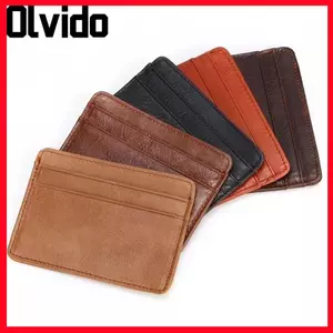 Ví Mini OLVIDO, Túi đựng tiền xu bằng da mỏng, Túi đựng thẻ nhiều thẻ 4 khe sang trọng Nam Nữ