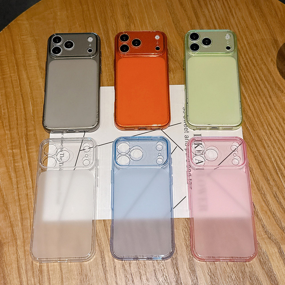Ốp điện thoại mềm mờ dòng màu trong suốt đơn giản cho iPhone 17 Pro Max 16 15 14 13 Vỏ bảo vệ chống sốc