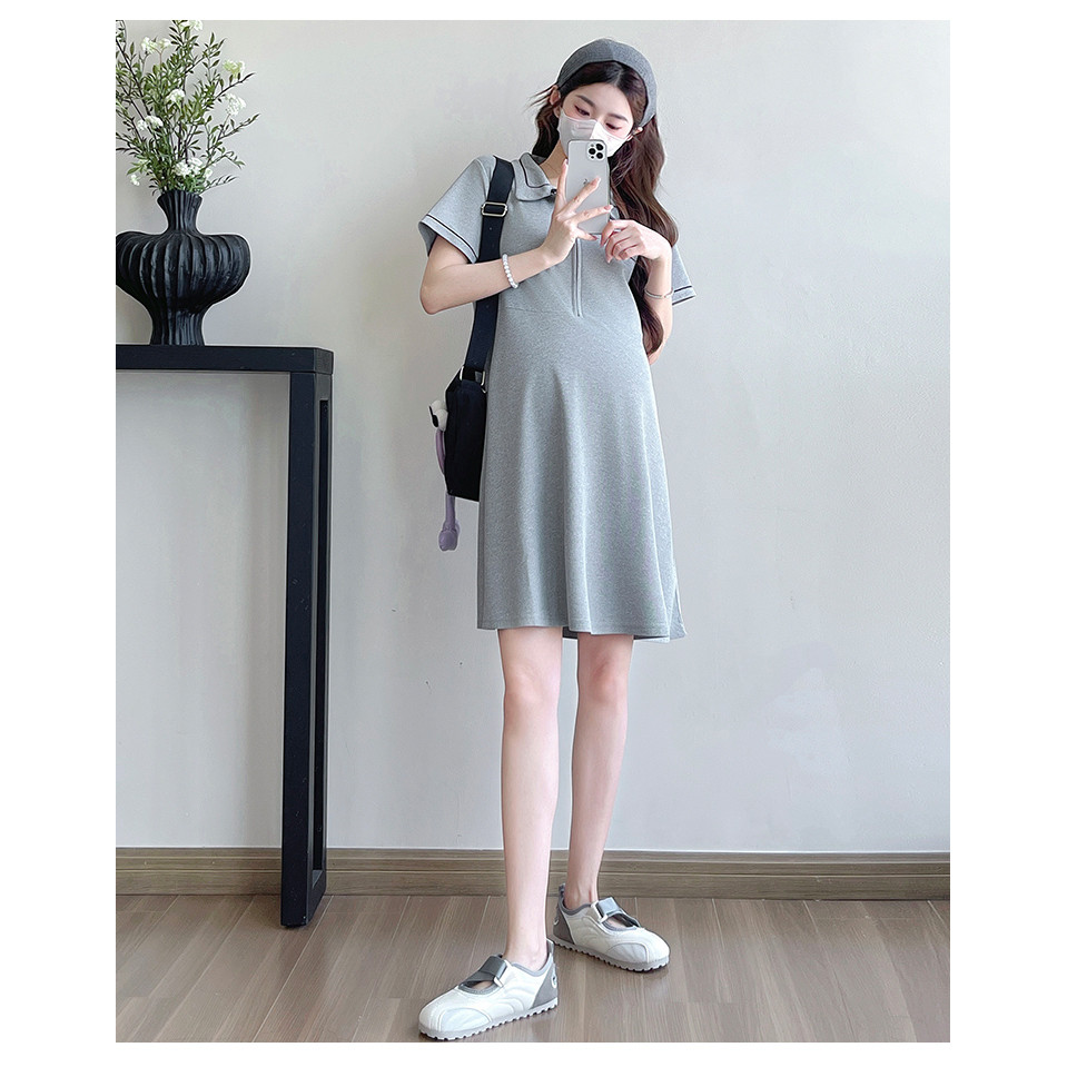 Váy bà bầu thời trang mùa hè Ve áo thường ngày