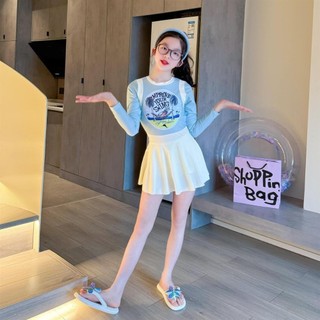 Đồ bơi bé gái tay dài chống nắng - Váy liền thân cao cấp có đệm ngực đi biển