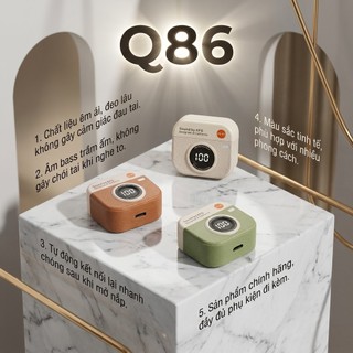 Tai nghe Bluetooth Q86 thiết kế cổ điển Retro, màn hình LED, kết nối không dây