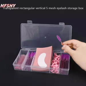 HFSHY Trong Suốt Có Nắp Hình Chữ Nhật Dọc 5 Lưới Nối Mi Dụng Cụ Hộp Bảo Quản Keo Nhíp Giá Đỡ Trang Điểm Tổ Chức VN