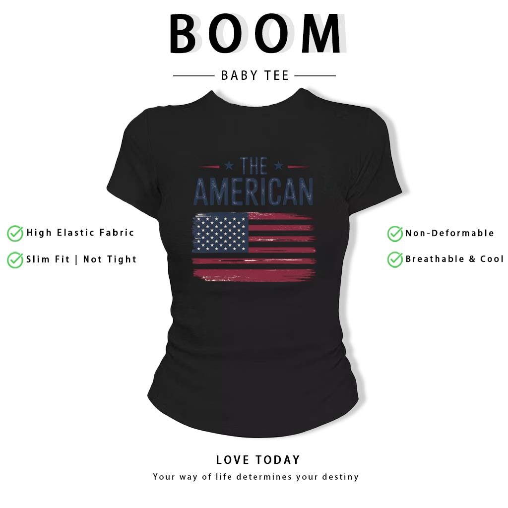 BOOM Áo Baby Tee Nữ Cotton Ôm Body-Áo Thun Ngắn Tay Y2K In Hình PhongCách Mùa Hè, Cổ Tròn Hàng Đầucách hàn quốc phongR09