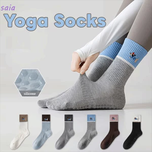 Tất Yoga và Pilates Silicon Grip Cotton, Thoải Mại Thêu Hoa Cho Nữ