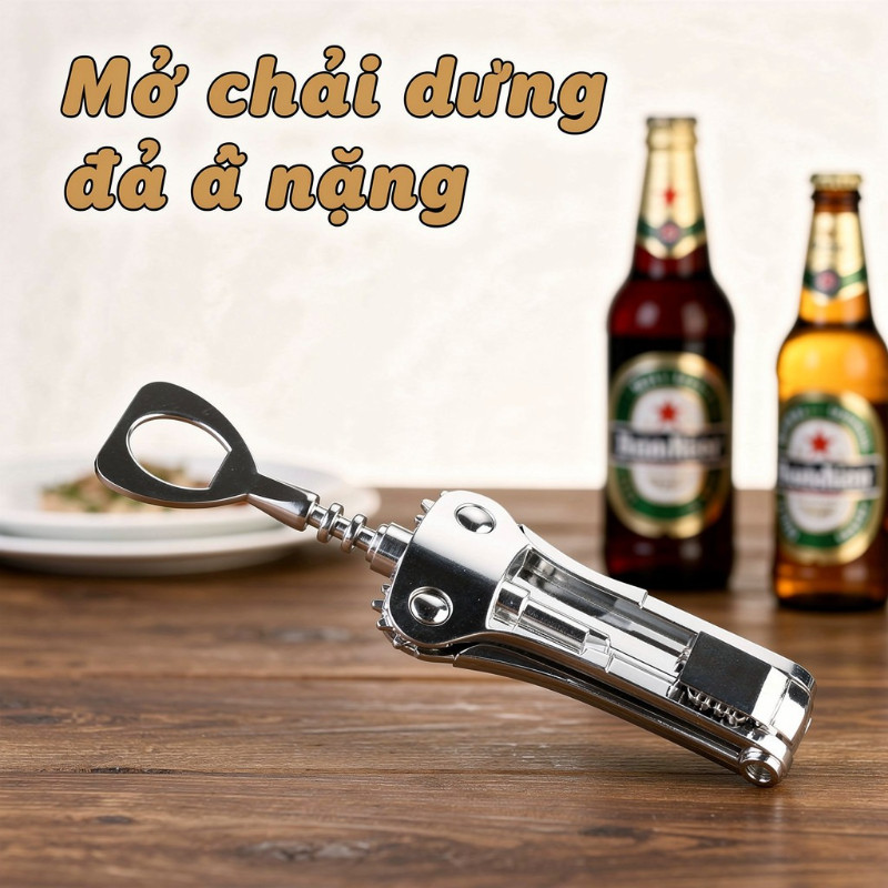dụng cụ khui rượu vang hợp kim kẽm bền chắc chống ăn mòn đa năng mở nắp chai bia quà tặng gia đình