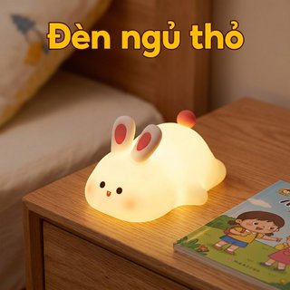Đèn ngủ thỏ silicon LED cảm ứng mềm USB có thể sạc lại Mầm non Trang trí bàn làm việc
