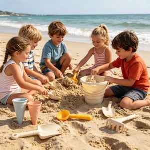 Bộ 6 Dụng Cụ Và Xô Cát Rơm Lúa Mì Cho Các Hoạt Động Vui Nhộn Trên Bãi Biển Ngoài Trời