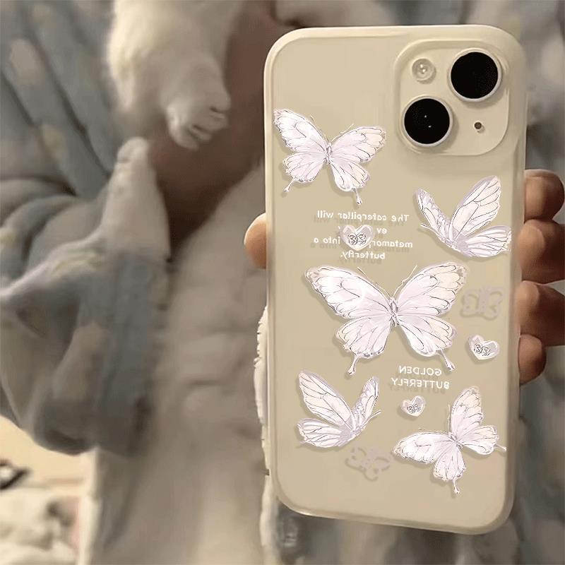 Bướm trắng tích hợp cho trường hợp iPhone 17pro iPhone 16/15 Skin Sense Frosting Case