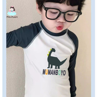 Đồ bơi bé trai tay dài chống nắng set rời họa tiết khủng long - đồ bơi đi biển suối nước nóng cho bé