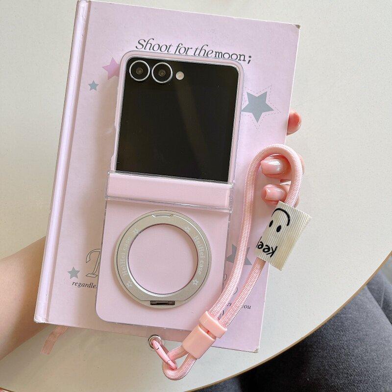 Thích Hợp Cho Samsung Galaxy ZFlip7 zflip6 Macaron Màu Xoay Giá Đỡ Ốp Lưng Điện Thoại Dây Gấp Vỏ Cứng Cho Z Flip 7 6 5 4 5G N3Flip Vỏ Bảo Vệ