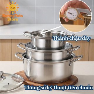 Nồi Inox 304 Dày Đa Năng Súp Lẩu Hấp Bếp Gas Cảm Ứng Bếp Nhà Bếp
