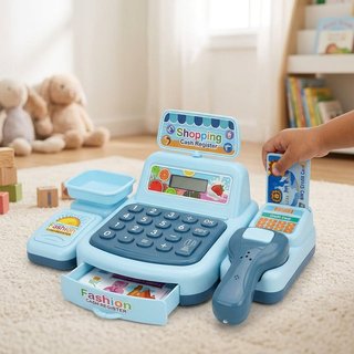 Đồ chơi máy tính tiền cho trẻ em Siêu thị giả vờ chơi nhạc nhẹ Bộ đồ chơi nhập vai giáo dục