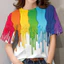 Rainbow Tie-Dye Áo Thun Tay Ngắn Nam Chất Liệu Mềm Mại Thoáng Khí Phù Hợp Mùa Hè
