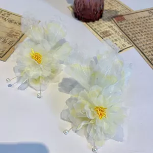 Hanfu Phụ Kiện Tóc Mẫu Đơn Hoa Mẫu Đơn Hoa Mẫu Đơn Hoa Mẫu Đơn Mặt Cổ Kẹp Tóc Hoa Lụa Đường Phong Cách Mũ Đội Đầu