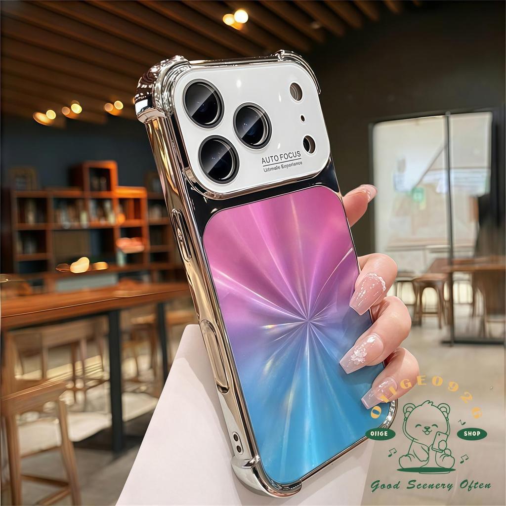 【 Ốp lưng iPhone17 】 Túi khí bốn góc mạ gradient họa tiết CD Vỏ điện thoại iphone17 Pro Max 16 15 14 13 cho vỏ iPhone Vỏ mềm silicon TPU chống sốc