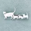 FUJIOU Mèo Dễ Thương Gia Đình Trâm Cài, Trang Sức Thời Trang Vintage Động Vật Pin, Động Vật Trang Sức Bạc Tối Giản Ba Lô Vàng Trâm Khăn