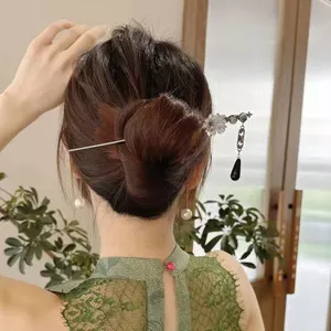 Mới Phong Cách Trung Quốc Mực Hoa Kẹp Tóc Nữ Cổ Phong Cách Bước Lắc Cá Tính Đầu Lưng Kẹp Tóc Niche Giọt Nước Tua Rua Phụ Kiện Tóc Hợp Thời Trang