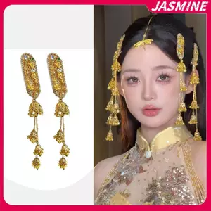 JASMINE Dây Xích Dài sel Kẹp Tóc Cho Nữ Hoa Chuông Hình Kẹp Tóc Cô Dâu Cưới Dân Tộc Tóc Trang Sức JASMINE
