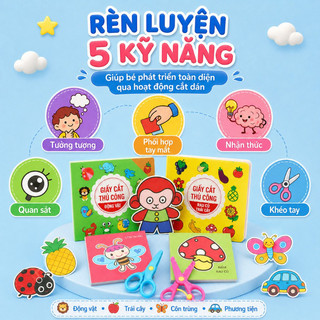 Đồ cắt giấy hình con vật – Thủ công mẫu giáo cho trẻ 3-6 tuổi, bé 2 tuổi nhập môn, nguyên liệu an toàn cho trai gái
