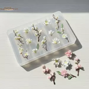 TRTR 3D Hoa Mộc Lan Khuôn Làm Móng DIY Silicone Dụng Cụ Làm Móng Tay Cánh Hoa Thiết Kế Móng Tay Khuôn Móng Tay Nghệ Thuật Khắc Bản Mẫu Làm Móng Tay VN