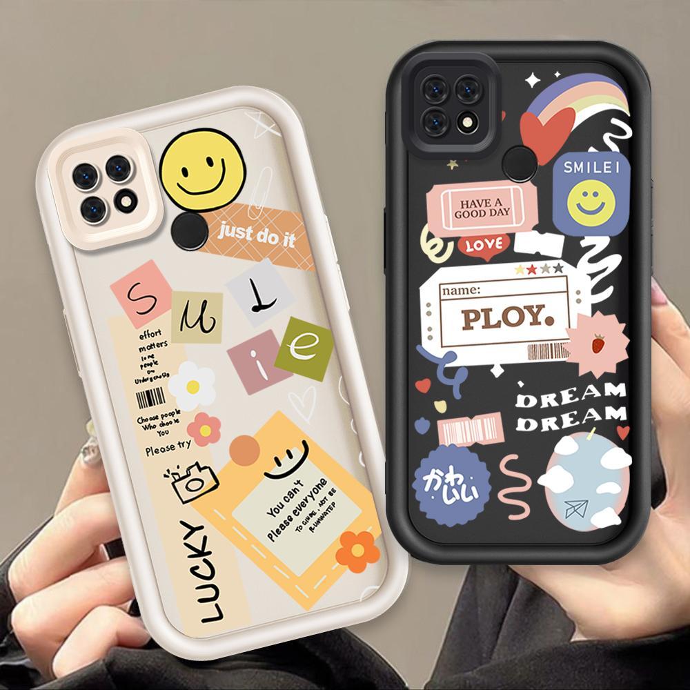 Ốp Lưng Cho OPPO A15 A15S A35 Hoạt Hình Silicon Phụ Kiện Vỏ Điện Thoại Mềm Nhãn TPU Nụ Cười Hoa Mắt Thiên Thần Ốp Lưng Chống Sốc