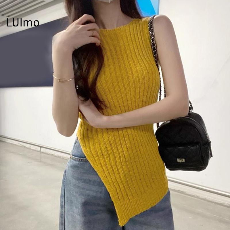 LUImo Mùa Hè Mới Thiết Kế Thời Trang Dệt Kim Camisole Top Khe Mỏng Phù Hợp Với Nữ SBS