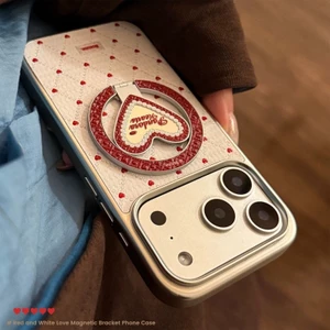 INS Giá đỡ điện thoại từ tính màu đỏ sang trọng của Pháp có gương cho vỏ nam châm và IPhone 13 15 16 17 Pro Max 14 Plus Giá đỡ vòng đeo tay có thể gập lại
