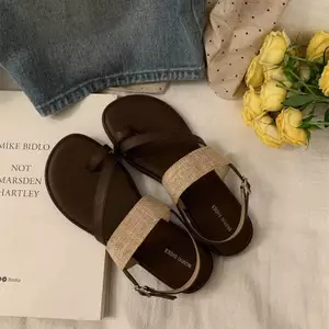 TT Mùa Hè Bộ Ngón Chân La Mã Dép Nữ Đế Mềm Phù Hợp Với Giày Đi Biển Mua Sắm Dép Thường Ngày