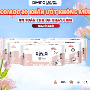 Khăn Ướt Không Cồn Aiwibi Dịu Nhẹ, An Toàn Cho Da Nhạy Cảm (1 Gói 80 Miếng)