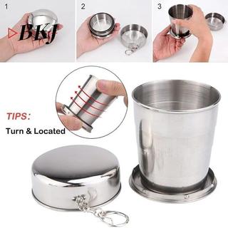 [KJ] Cốc gấp bằng thép không gỉ 250ml Cắm trại du lịch di động có thể gập lại có móc khóa [Mới]