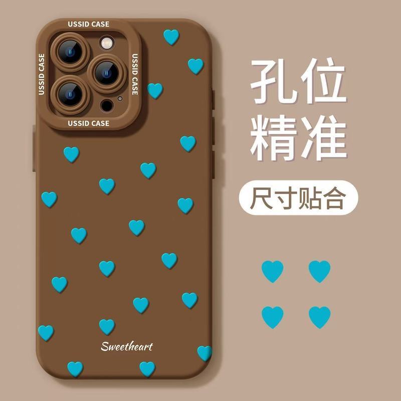 Sáng Tạo Trái Tim Xanh Thích Hợp Cho iPhone17Promax Vỏ Điện Thoại Apple 16 Dây 15 Phong Cách Mới 14 Cao Su Mềm 13