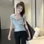 Mùa hè Phong cách mới Thiết kế kiểu Pháp Áo thun ngắn tay có mũ trùm đầu dành cho nữ Pure Desire Sweet Hot Girl Slim-Fit Slimmer Look Dopamine Top