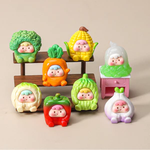 Túi mù hình con rau dễ thương – 4cm, Bộ 8 chiếc, Móc khóa DIY Charm, Trang trí bàn làm việc Kawaii