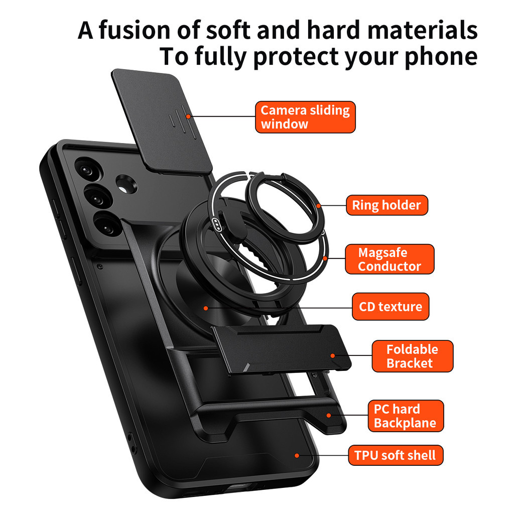 Ốp Điện Thoại Đa Năng Sang Trọng Thích Hợp Cho Samsung Galaxy A57 A37 A27 A22 A32 A12 Dây 360°Giá đỡ vòng có vỏ máy ảnh Vỏ bảo vệ toàn diện chống sốc