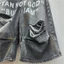 Châu Âu Mỹ Phong Cách Quần Denim Mùa Hè 2026 Phong Cách Mới In Chữ Rách Quần Jean Xù Đẹp Trai Crop Quần Rời