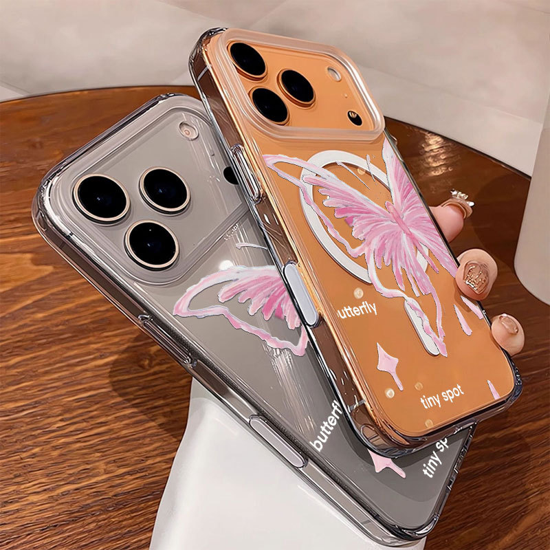 Ốp lưng iPhone họa tiết con bướm hỗ trợ sạc không dây từ tính - iP 7/8/X/XS/XR/11/12/13/14/15/16/17/Plus/Air/Pro/Max