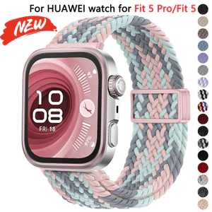 Dây đeo bện Nylon cho Huawei Watch, vòng tay thoải mái, có thể điều chỉnh từ tính, tương thích Fit 5/5 Pro/4 Pro/4/3