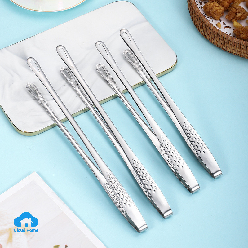 🌤️COD🌤️Kẹp gắp thức ăn inox 304 mẫu mới cán dài Tay cầm dài Kẹp thịt nướng đường chống trượt Bít tết 19/24/28CM