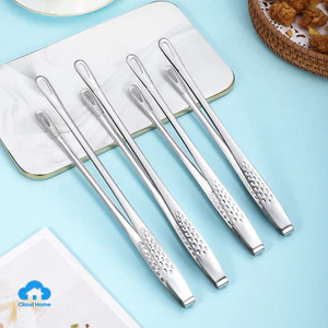 🌤️COD🌤️Kẹp gắp thức ăn inox 304 mẫu mới cán dài Tay cầm dài Kẹp thịt nướng đường chống trượt Bít tết 19/24/28CM